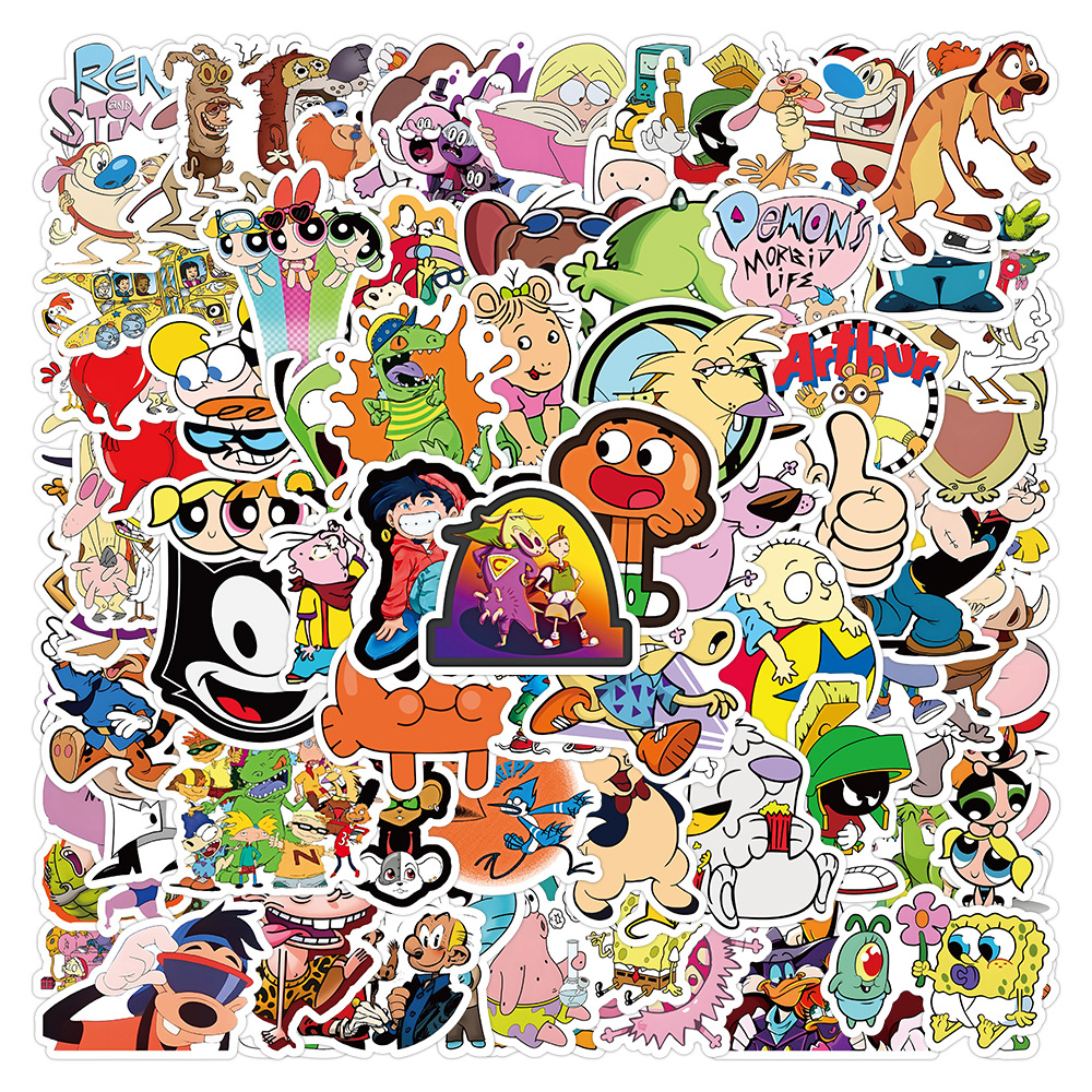 50/100 Uds. Colección de Anime clásicos de los años 90 pegatinas de dibujos animados calcomanías de decoración para cuaderno monopatín casco pegatina de grafiti Juguetes