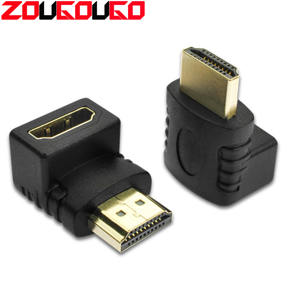 Adaptador de ángulo recto de 90 grados compatible con HDMI, convertidor de 270 grados compatible con HDMI, conector de codo extensor macho a hembra