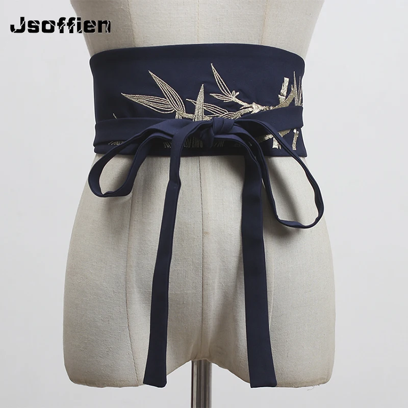 Faja de cintura de estilo Vintage con bordado japonés para mujer, corsé ancho, accesorios de vestido Yukata, pretina Haori Obi Yukata