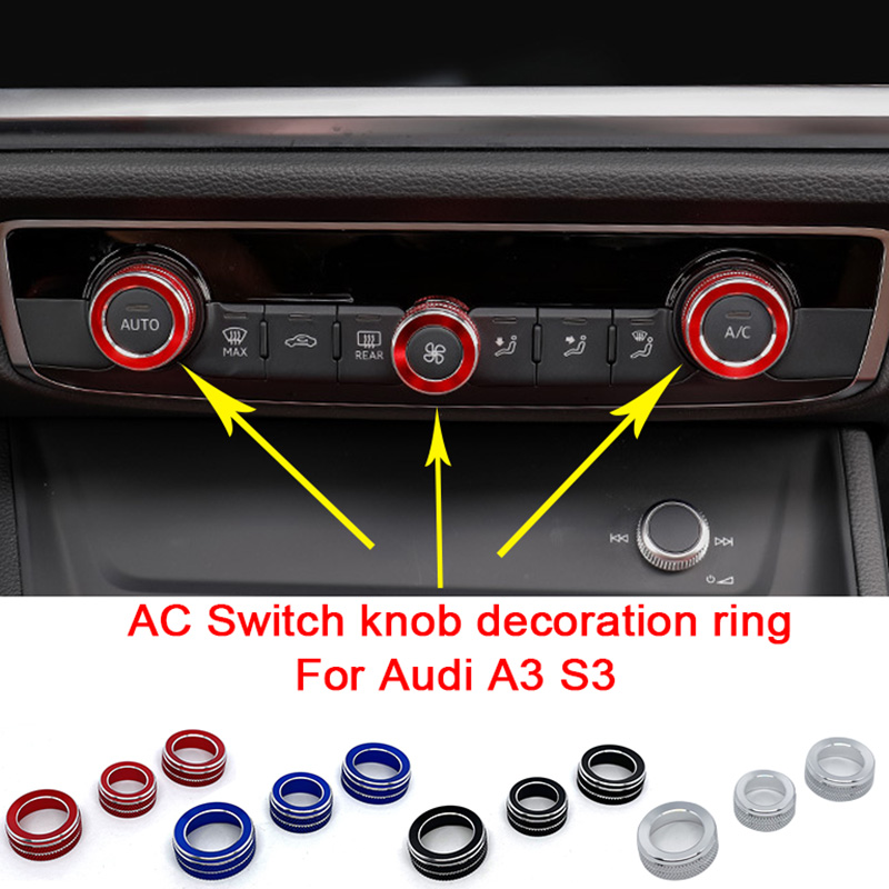Perilla de interruptor de Control de CA para tablero, anillo decorativo, cubierta embellecedora de Metal para AUDI A3 S3, accesorios interiores