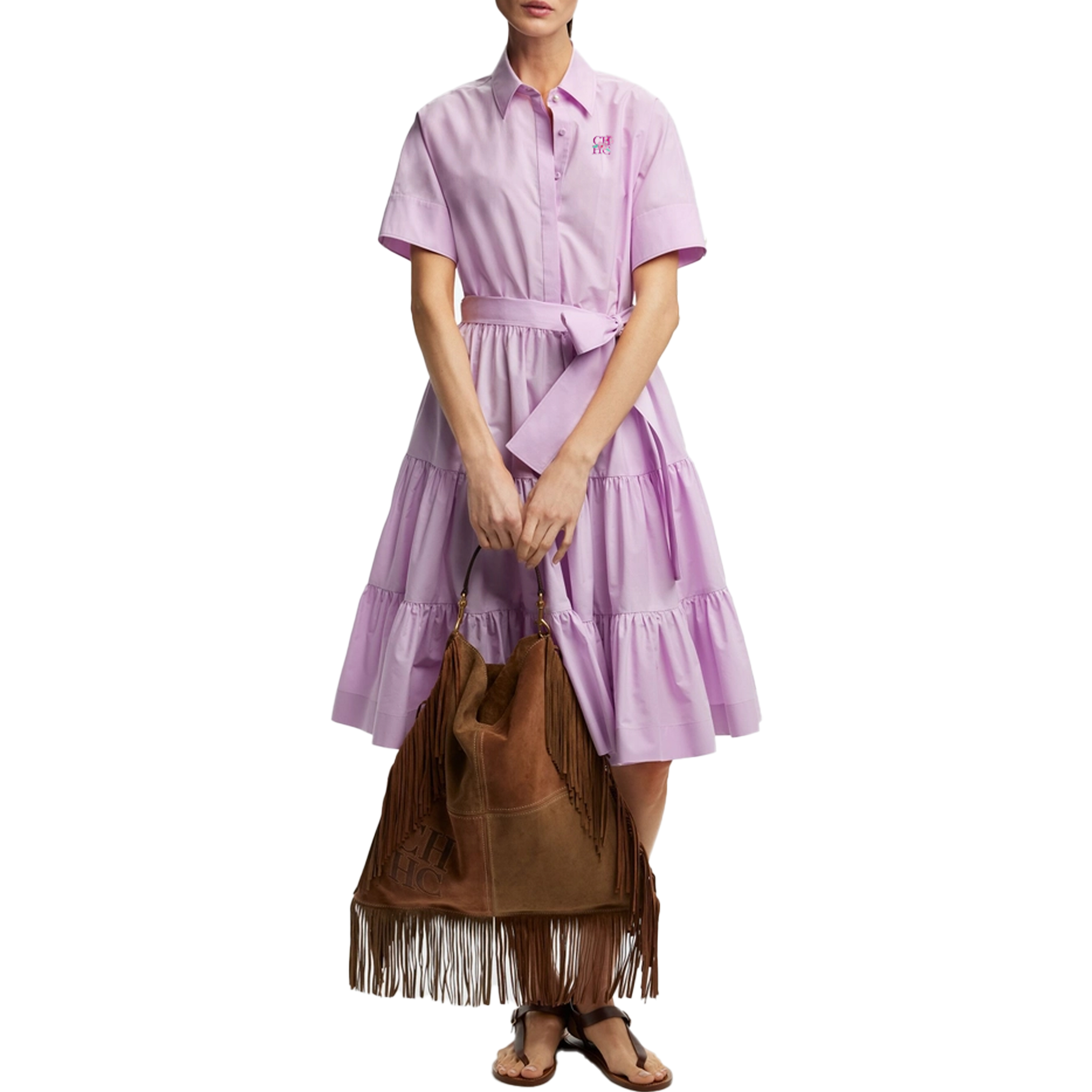 CHCH 2025 vestido de mujer de verano Oficina señora elegante manga larga camisa de Color sólido vestido veraniego Casual botones sueltos vestido con cordones