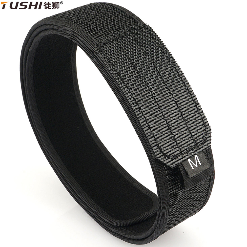 TUSHI New 3.8cm Tactical Inner Belt for Men Premium Nylon Rigid Hook & Loop Straps 105cm to 125cm Unbuckled Belt Male Waistband