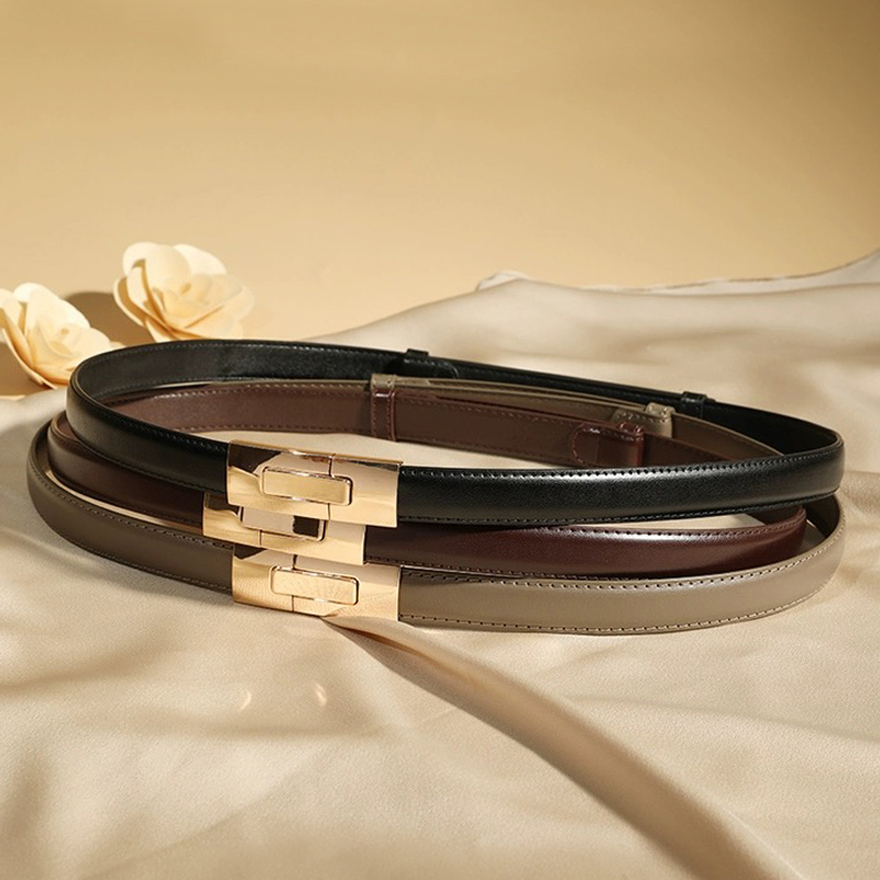 Hoge kwaliteit echt leer damesriem modemerk 1,8 cm breedte riemen gouden slotgesp jurk jeans trui dames dunne riem