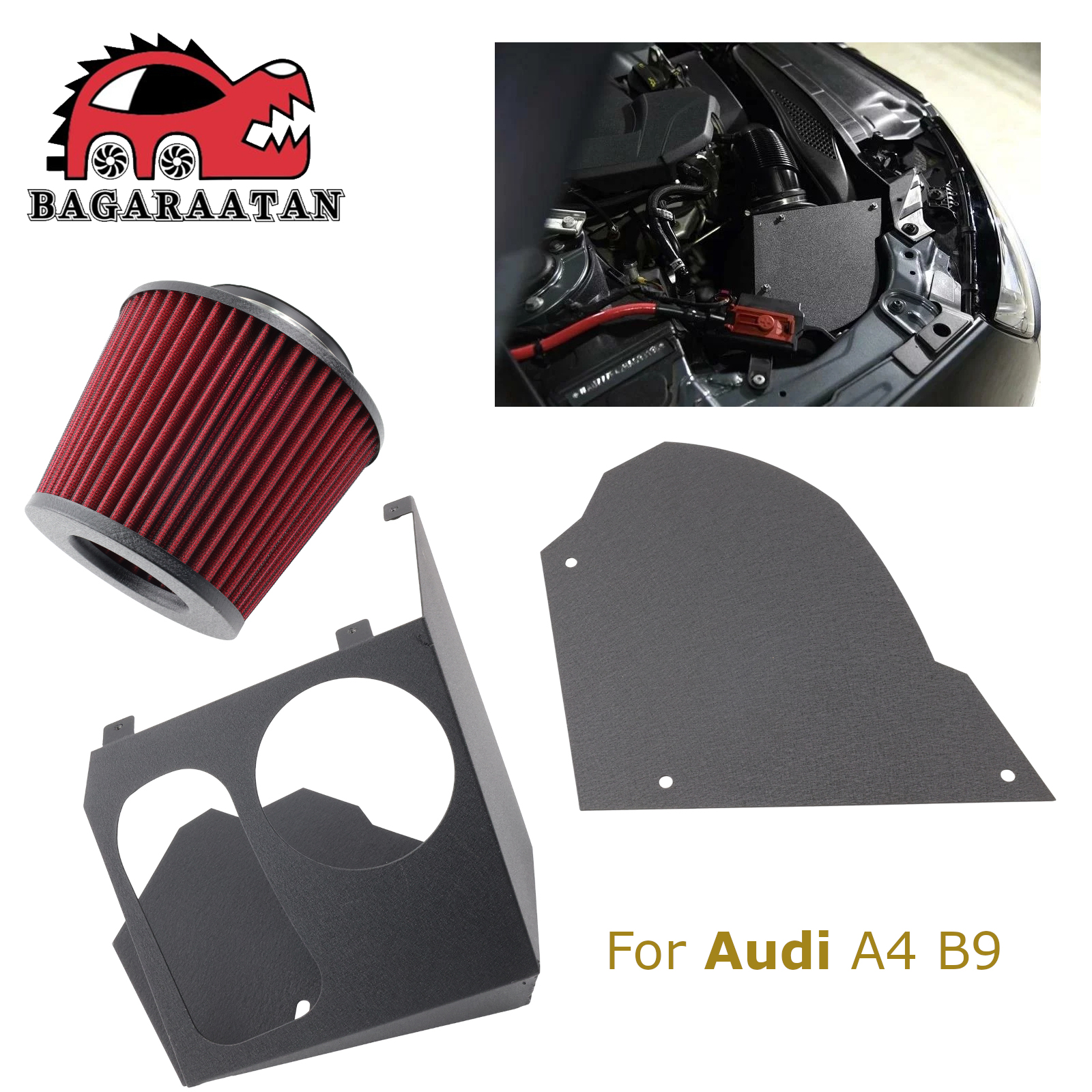 Kit Asupan Udara Dingin Aliran Tinggi dengan Pelindung Panas dan Filter Udara untuk Audi A4 B9 1.4TFSI 150 2016+ Suku Cadang Mesin Performa Kit Induksi