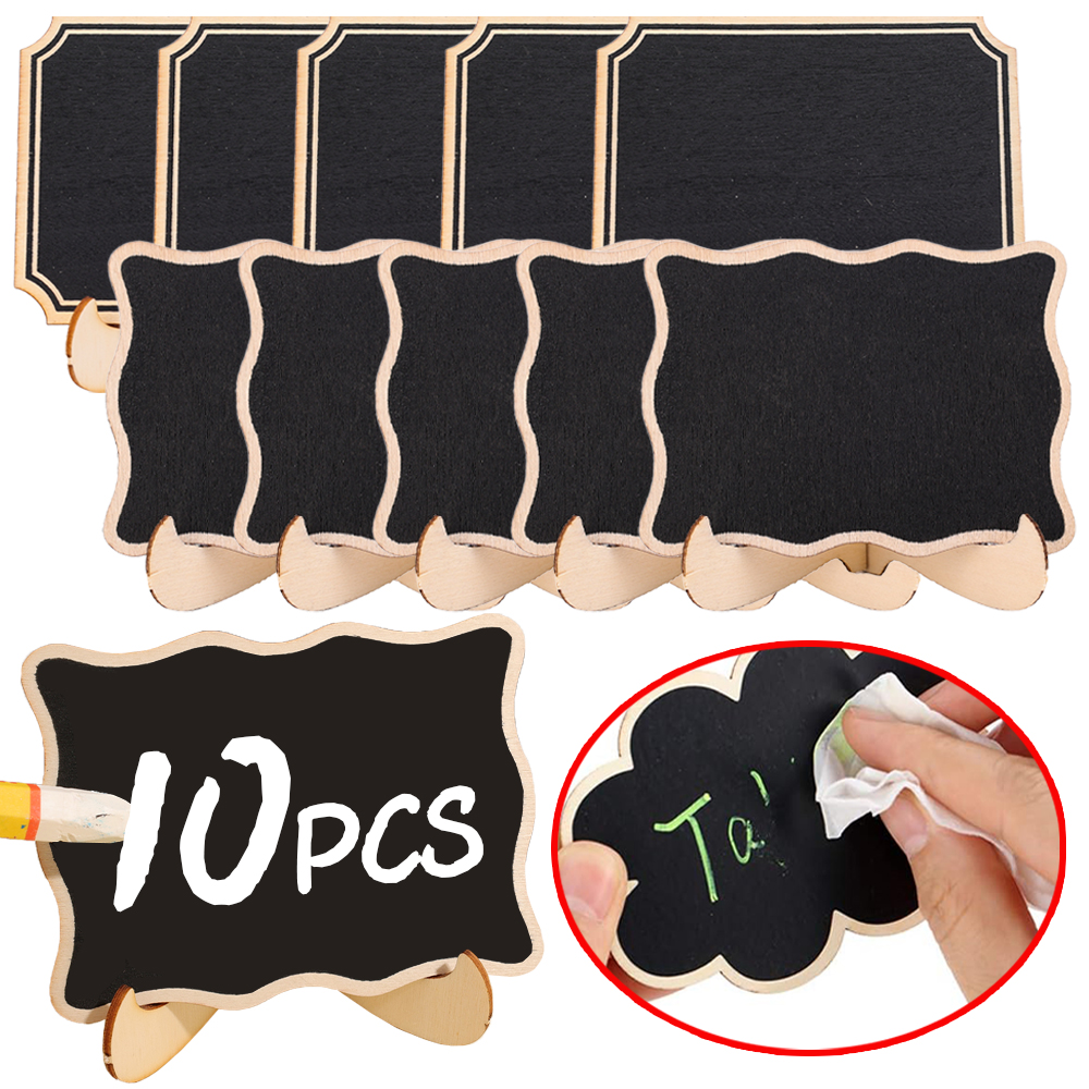 Mini carteles de pizarra con soporte de caballete, pizarras rectangulares pequeñas, tarjetas de lugar de madera para bodas, carteles de tablero de mensajes