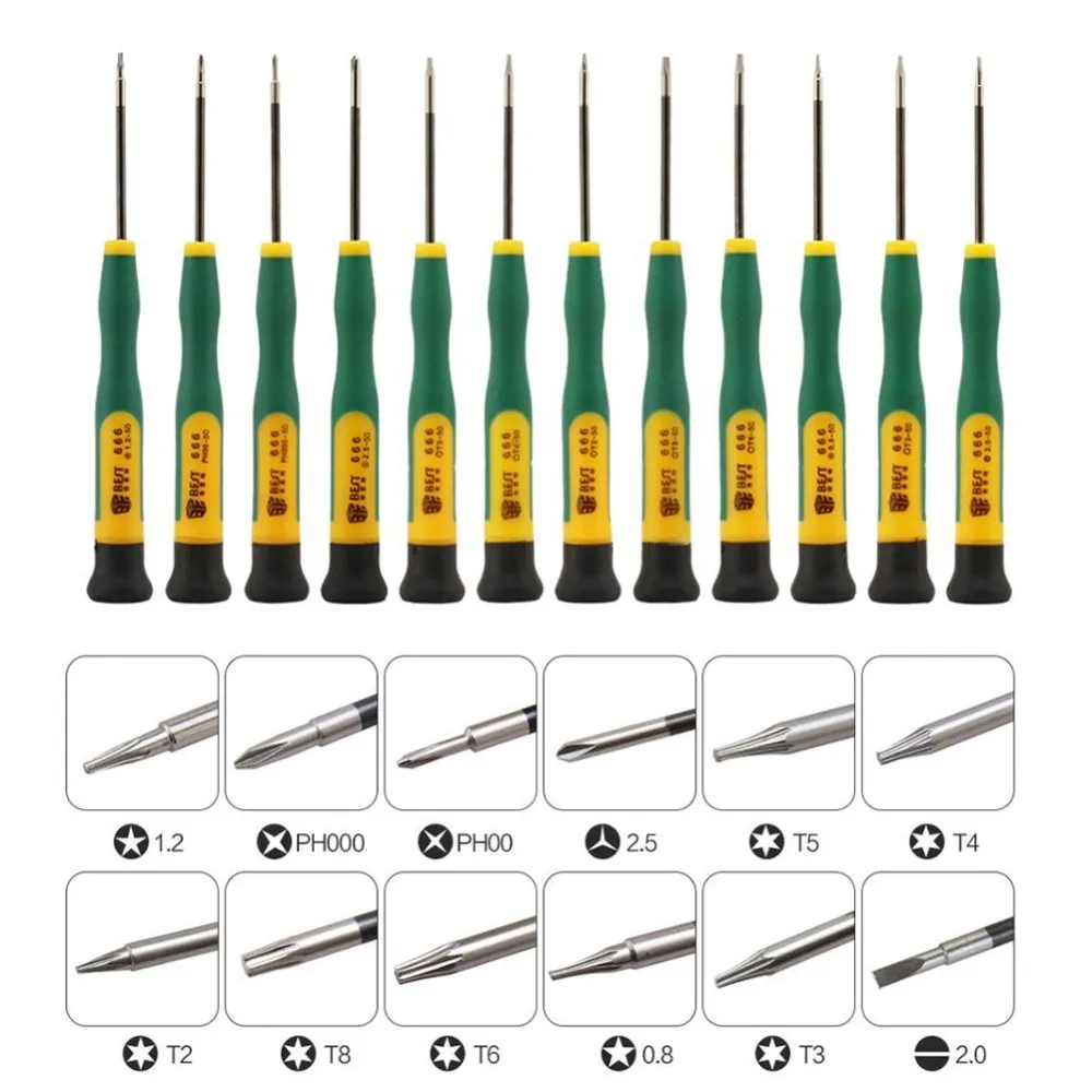12 Pçs/set Chave De Fenda P2 P5 0.8 1.2 Pentalobe Y 2.0 1.2 1.5 2.0 Phillips Planificado T3 T4 T5 T6 para Macbook Air/Pro Reparação de Telefone