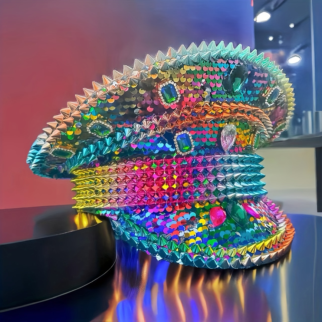 Kolorowy festiwal Rhinestone kapelusz kapitana unisex czapki steampunkowe dla dorosłych luksusowa czapka wojskowa ślub cekiny kapelusz sierżanta Masquerade