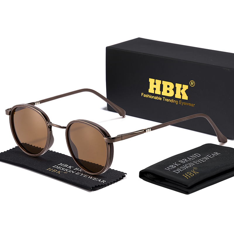 HBK TRetro Punkแว่นตากันแดดPolarizedผู้ชายรอบการออกแบบแฟชั่นUV400 แว่นตากันแดดUnisex Travel Partyเหมาะสําหรับของขวัญ