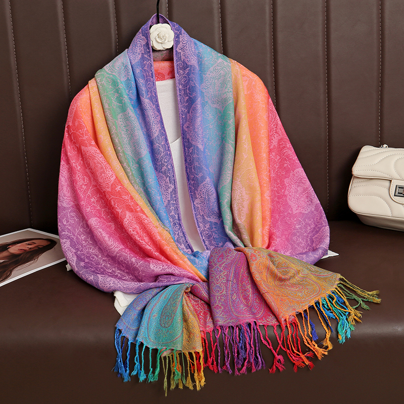 2024 Luxe Merk Kasjmier Vrouwen Sjaal Gedrukt Winter Warme Sjaal En Wraps Pashmina Bandana Lange Jacquard Paisley Vrouwelijke Foulard