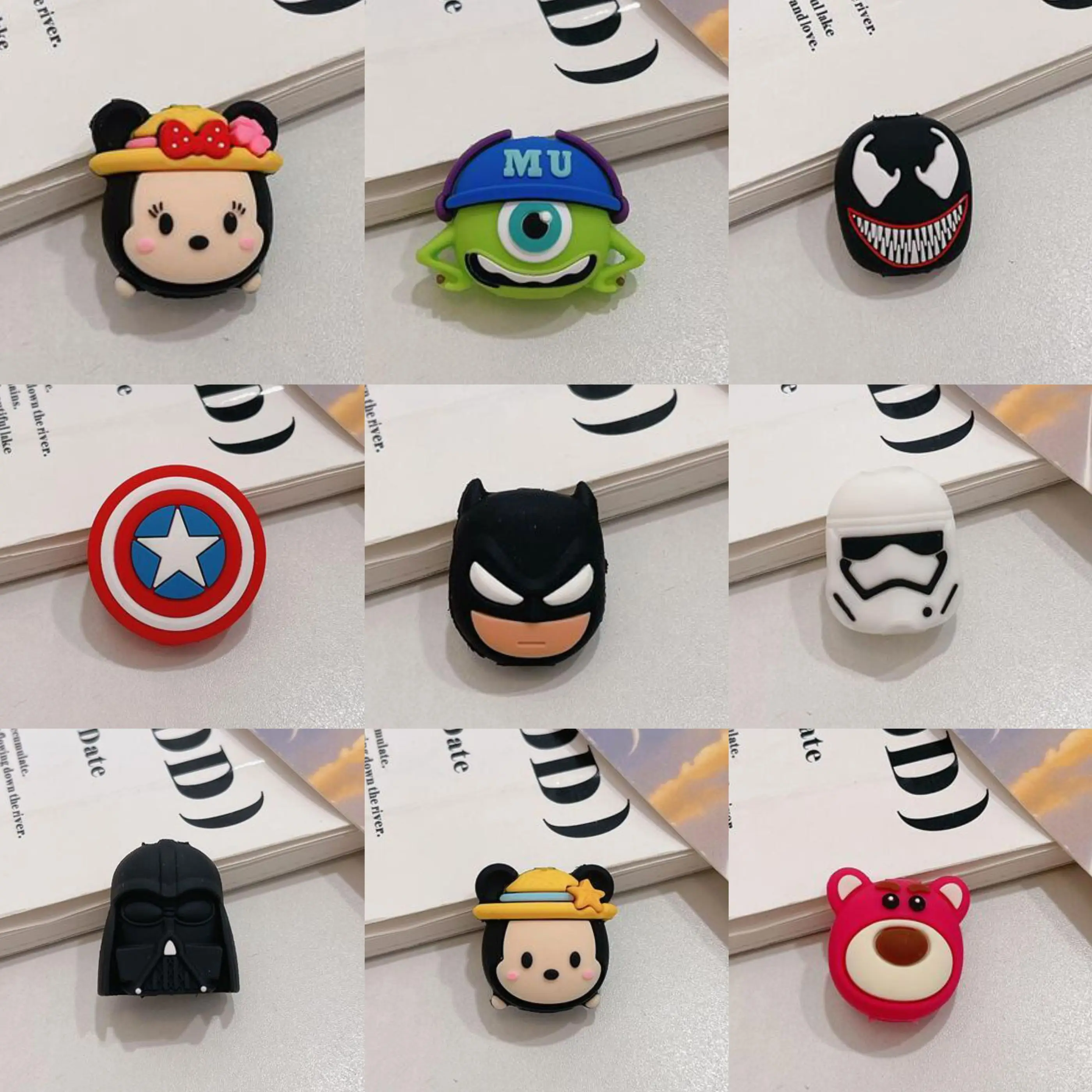 Protector de cables de dibujos animados de Marvel, organizador de cables para morder, protector enrollador