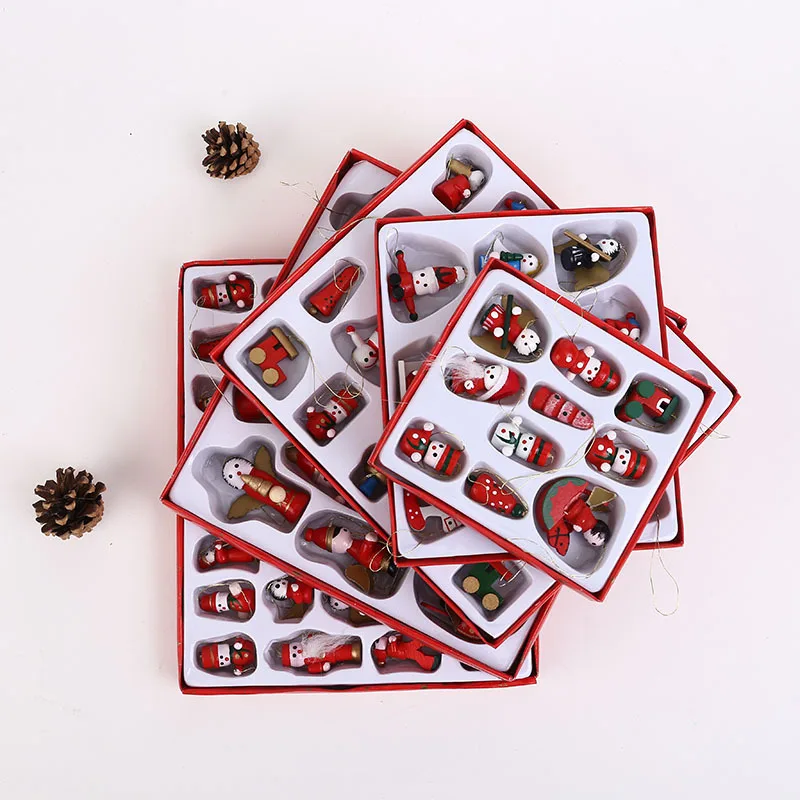 Creatieve Kerstboom Decoratie Houten Kleine Hanger Kleine Ornamenten Doos Raam Rekwisieten Ornamenten Kerstversiering