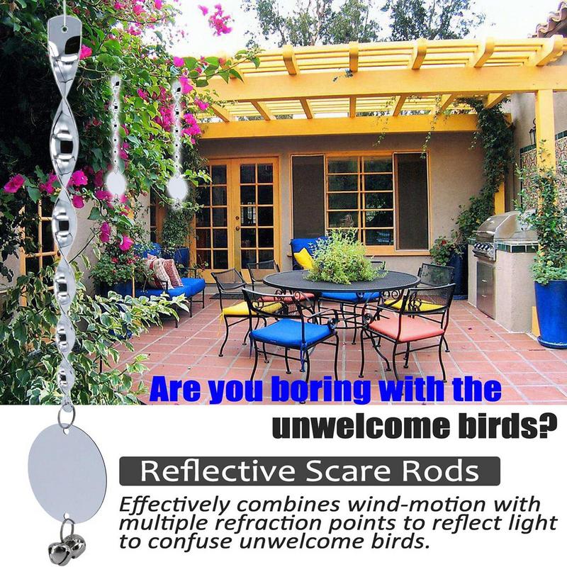 Bird Reflective Devices 10X Bird Wind Twisting Scare Rods With Reflective Discs Ornamental Tool To Keep Drive Animals Away From