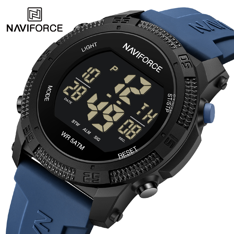 NAVIFORCE мужские модные ЖК-цифровые наручные часы 50 м водонепроницаемые спортивные часы с силиконовым ремешком для мужчин повседневные электронные мужские часы