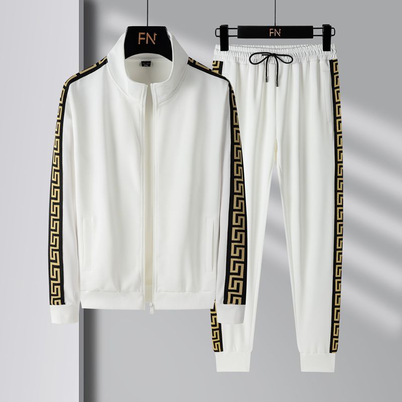Herrenbekleidung Frühling und Herbst hochwertiger Sport-Freizeitanzug Strickjacke Stehkragen Hose plus Größe zweiteiliges Set