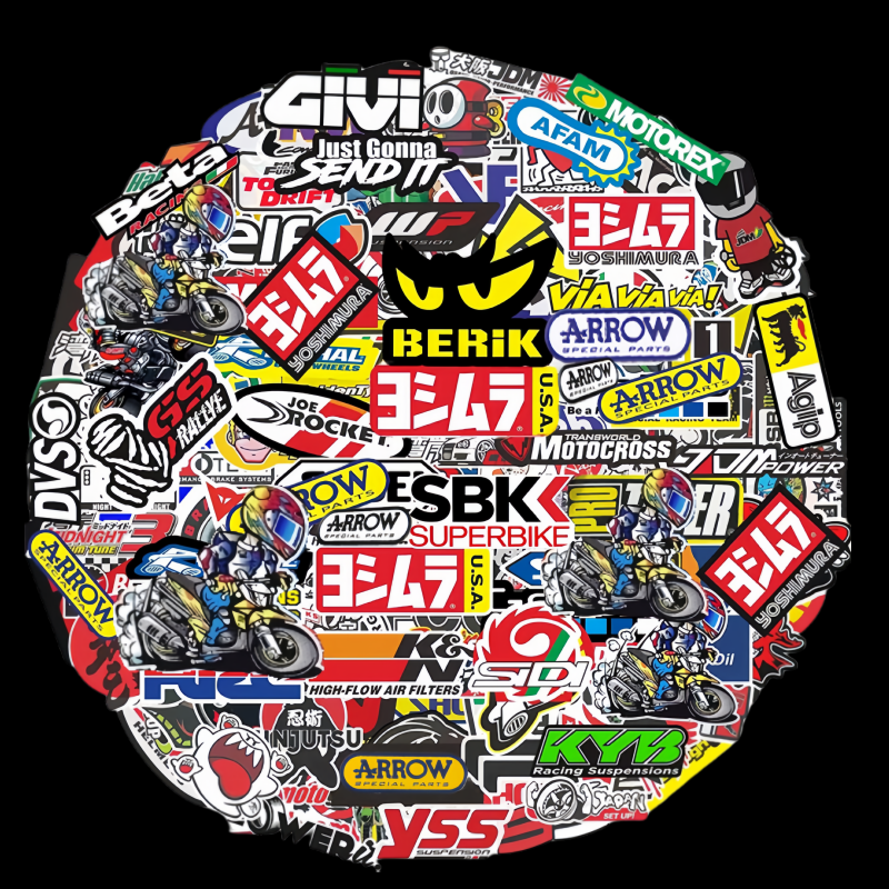 Random Motocicleta Adesivos, decalques, Carro, Bicicleta, Capacete, Tanque, Corrida, Patrocinador, Logo Set para Honda, Yamaha, Kawasaki, Suzuki, KTM, 40 pcs, 80 pcs, 120pcs