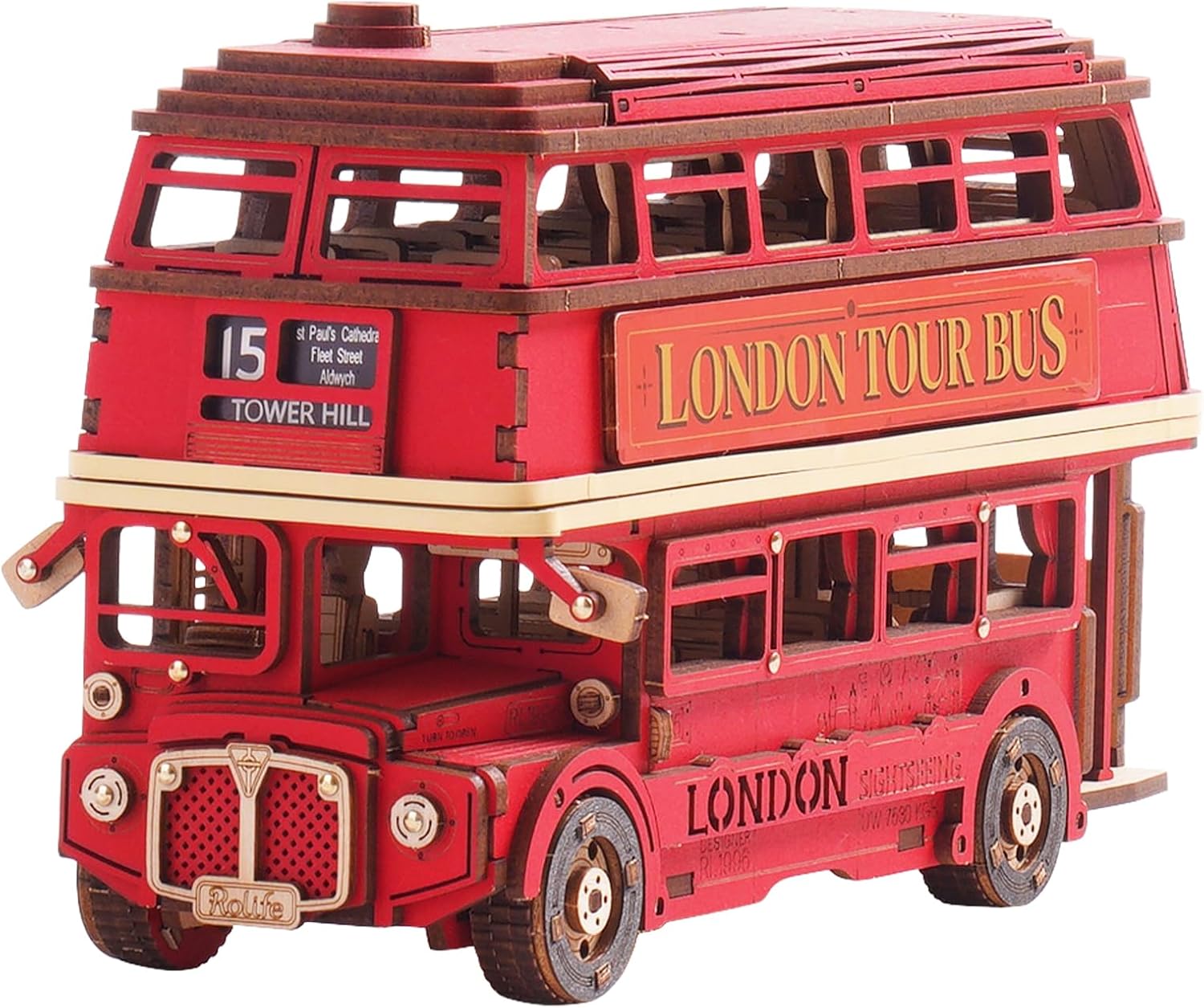 Robotime rolife London Tour Bus 3D деревянные пазлы деревянная модель игрушечного автомобиля для сборки поделок коллекционные подарки для мальчиков и девочек
