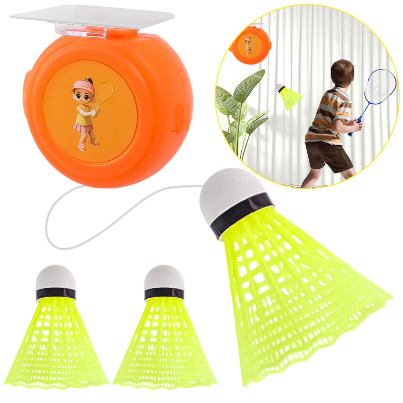 Selbstklebendes elastisches Badminton-Trainer-Set, Solo-Badminton-Trainingsgerät, Badminton-Einzelspieler, Rebound-Übungsschaukel für Erwachsene