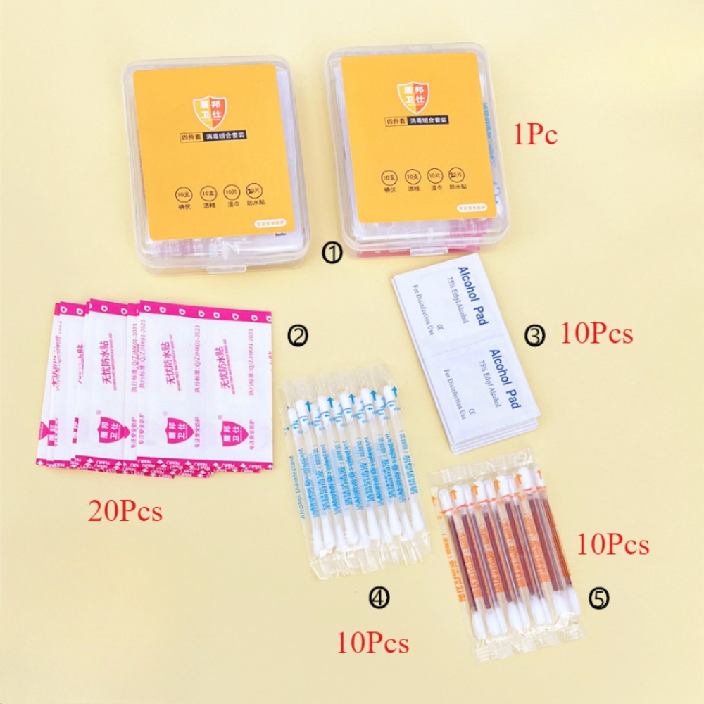 51 pièces/ensemble écouvillons de coton-tige jetables à l'iode stériliser les asepse famille Kit d'urgence soins sanitaires portables en plein air coton-tige outil