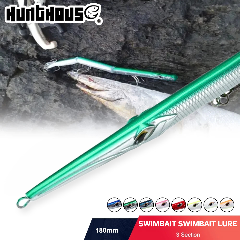 Воблер Hunthouse Pencil 180, 3-секционный, 180 мм/22 г, тонущий, для морской рыбалки, искусственная приманка для морского окуня