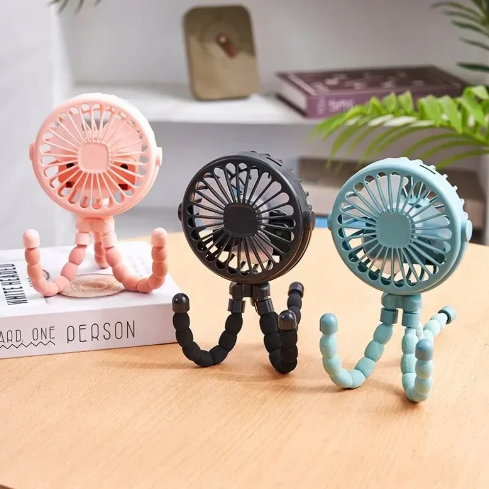 Lithium Battery Portable USB Multi Functional Student Baby Stroller Rechargeable Octopus Mini Fan