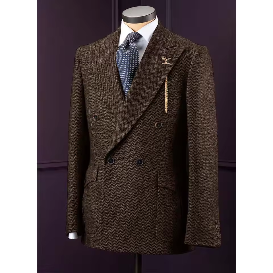 Blazer casual masculino espinha de peixe fino ajuste único breasted elegante jaqueta confortável casaco masculino duplo breasted blazer terno masculino