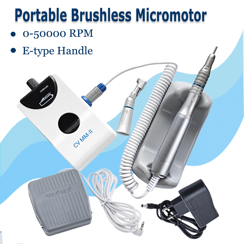 Equipo de laboratorio Dental, Micromotor portátil sin escobillas, Motor tipo E de 50.000 RPM, herramientas de odontología para pulido de uñas eléctricas