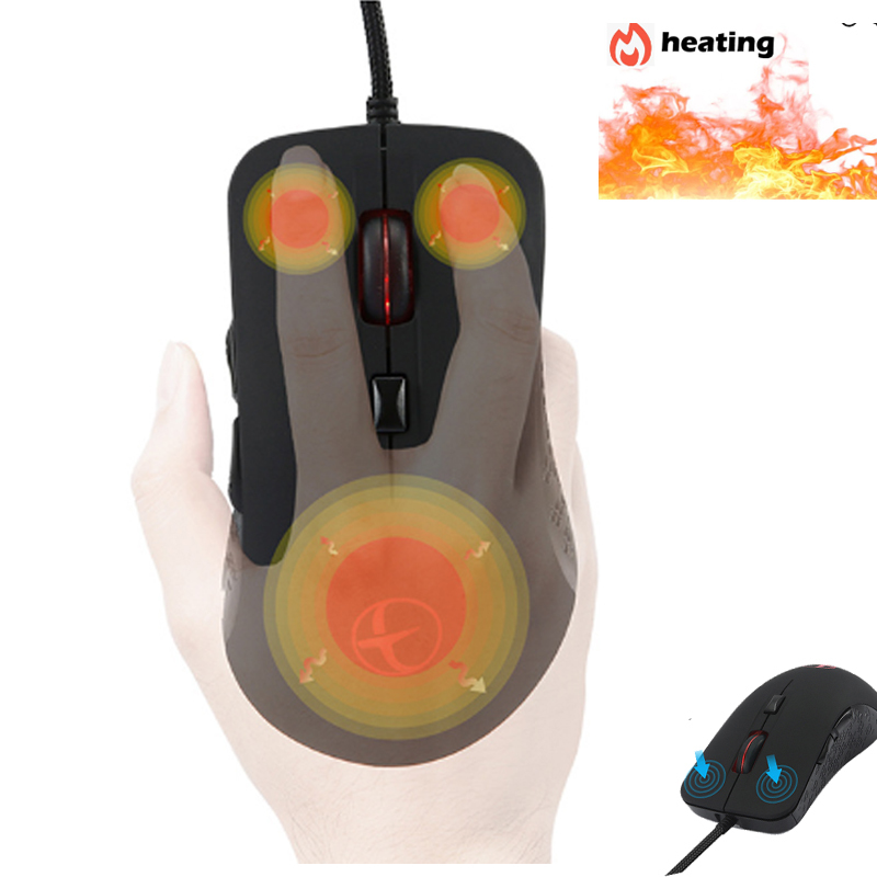 Calentador de ratón calentado Jomaa para invierno frío, ratón de ordenador con cable, ratón de juego ajustable de 2400 DPI para ratón calefactor para jugadores