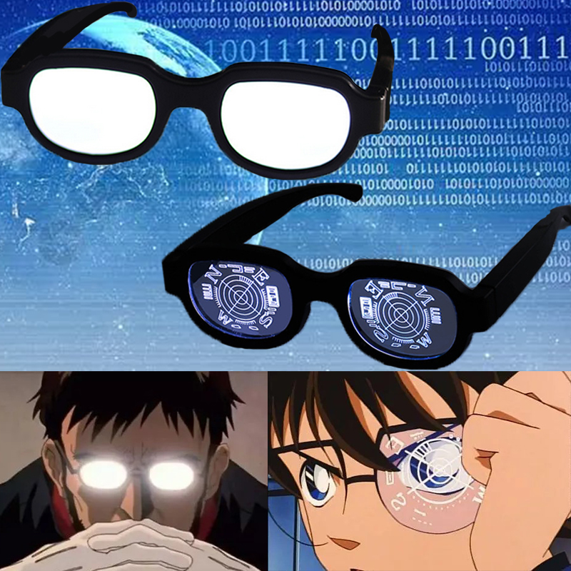 Gafas con luz LED de Detective Conan de Anime japonés, gafas luminosas divertidas con cambio de color para travesti, disfraces novedosos para hombres