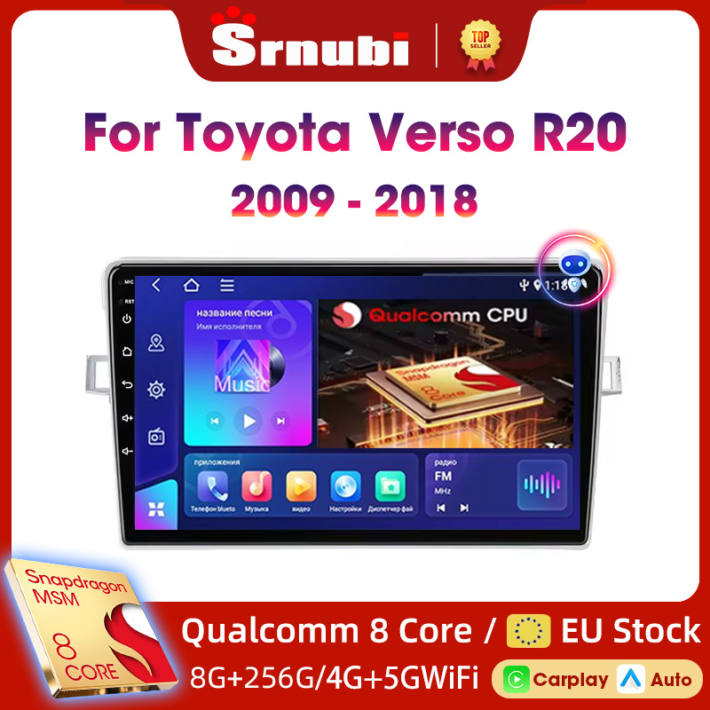 Srnubi Android Bezprzewodowe CarPlay Auto Radio Samochodowe Do Toyota Verso R20 2009-2018 Inteligentne Systemy Samochodowe DSP SWC RDS GPS FM BT