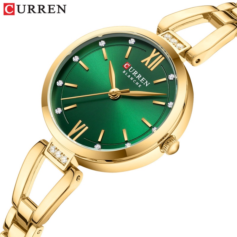 CURREN 9092 นาฬิกาควอตซ์ผู้หญิงสร้อยข้อมือสแตนเลส Rhinestone แฟชั่นสุภาพสตรีนาฬิกาของขวัญ reloj mujer