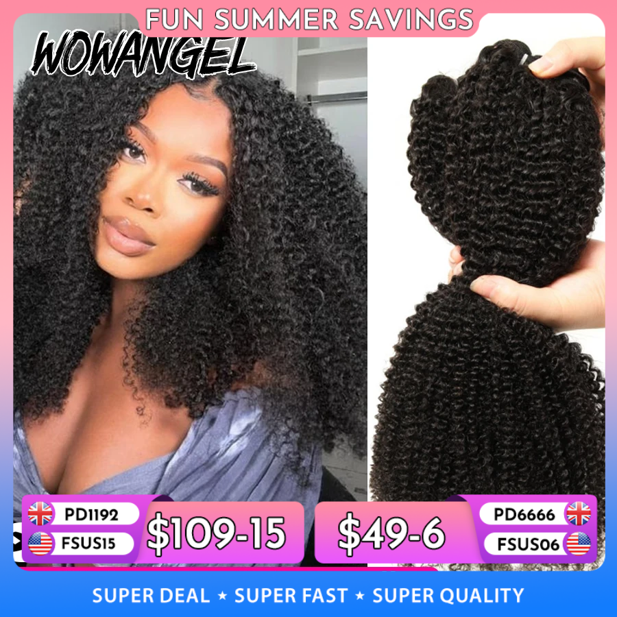 Afro kinky encaracolado feixes de cabelo humano 30 Polegada trama do cabelo humano extensões de cabelo virgem 1/3/4 peças cor natural tecelagem brasileira