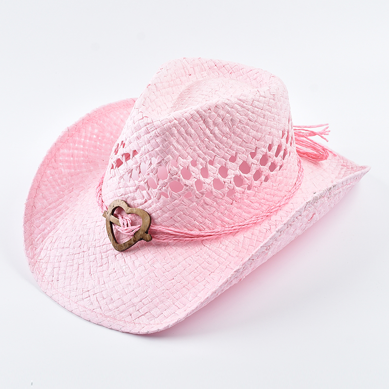 Cappello di paglia estivo in stile occidentale per donna Cappello da sole da spiaggia scavato per esterni adatto per eventi a tema occidentale, festival musicali