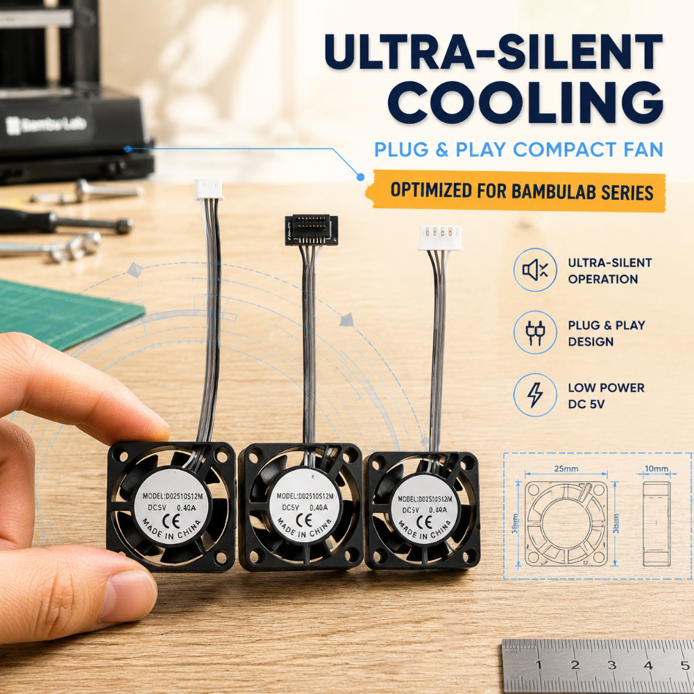 2510 Fan For Bambu Lab X1/P1 A1 Hotend Cooling Fan With Cable Rapid cooling Fan For Bambu X1C P1S P1P A1 A1 Mini 3D Printer