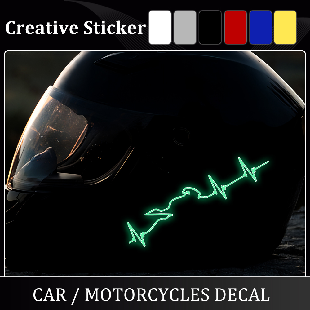 Pegatinas brillantes para motocicleta, pegatina de latido del corazón, pegatina de electrocardiograma de corazón, accesorios de decoración para casco de motocicleta