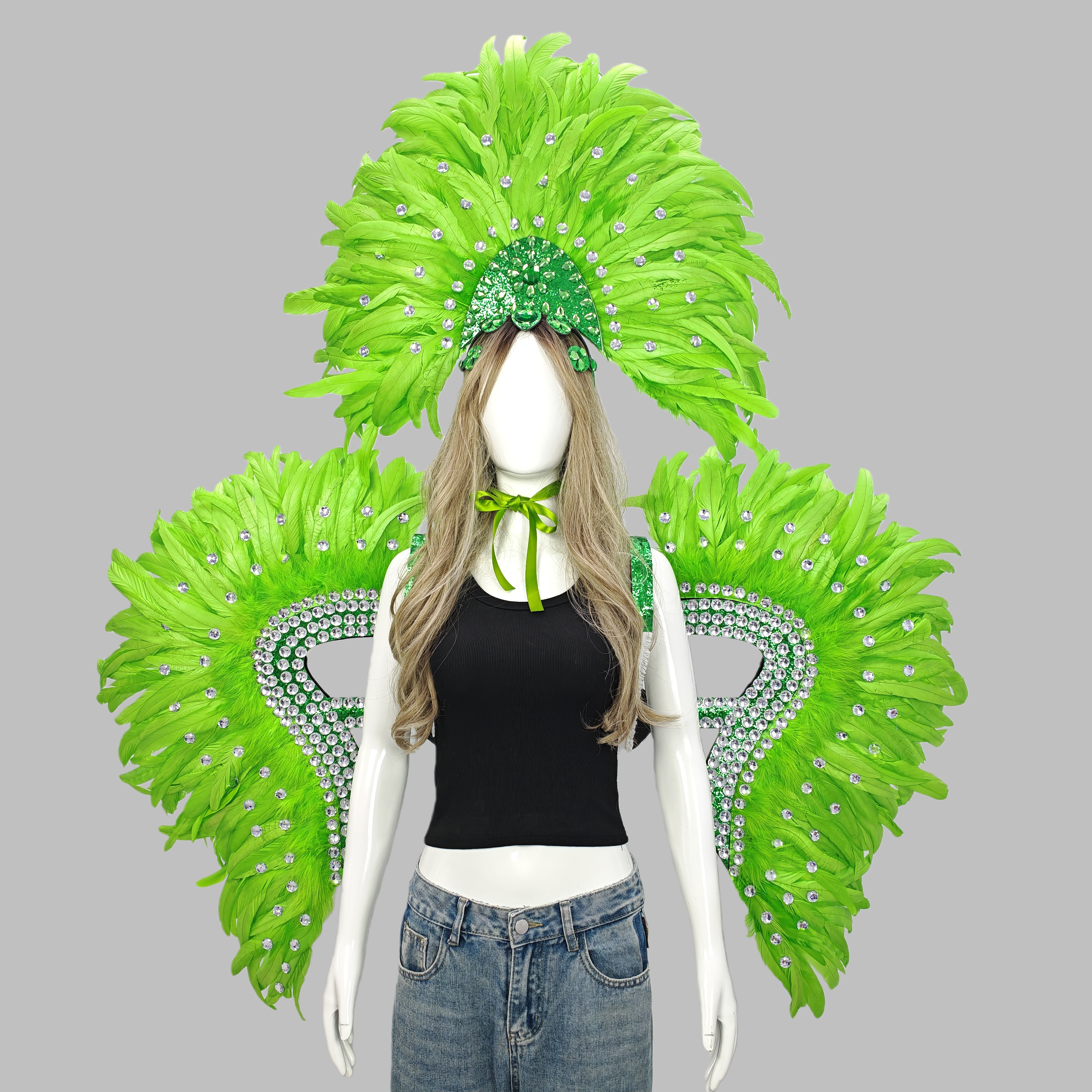 Nouvel Arrivage : Ensemble Deux Pièces Élégant pour Femmes, Coiffe et Ailes à Plumes, pour Jeu de Rôle, Défilé, Halloween, Mascarade et Fête de Carnaval
