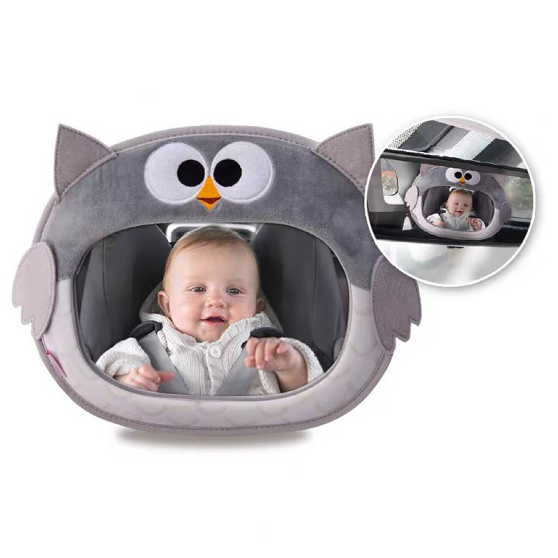Espelho retrovisor infantil suspenso Animal bonito dos desenhos animados Pingente de carro de pelúcia Observação do assento de segurança para crianças Espelho retrovisor para bebê