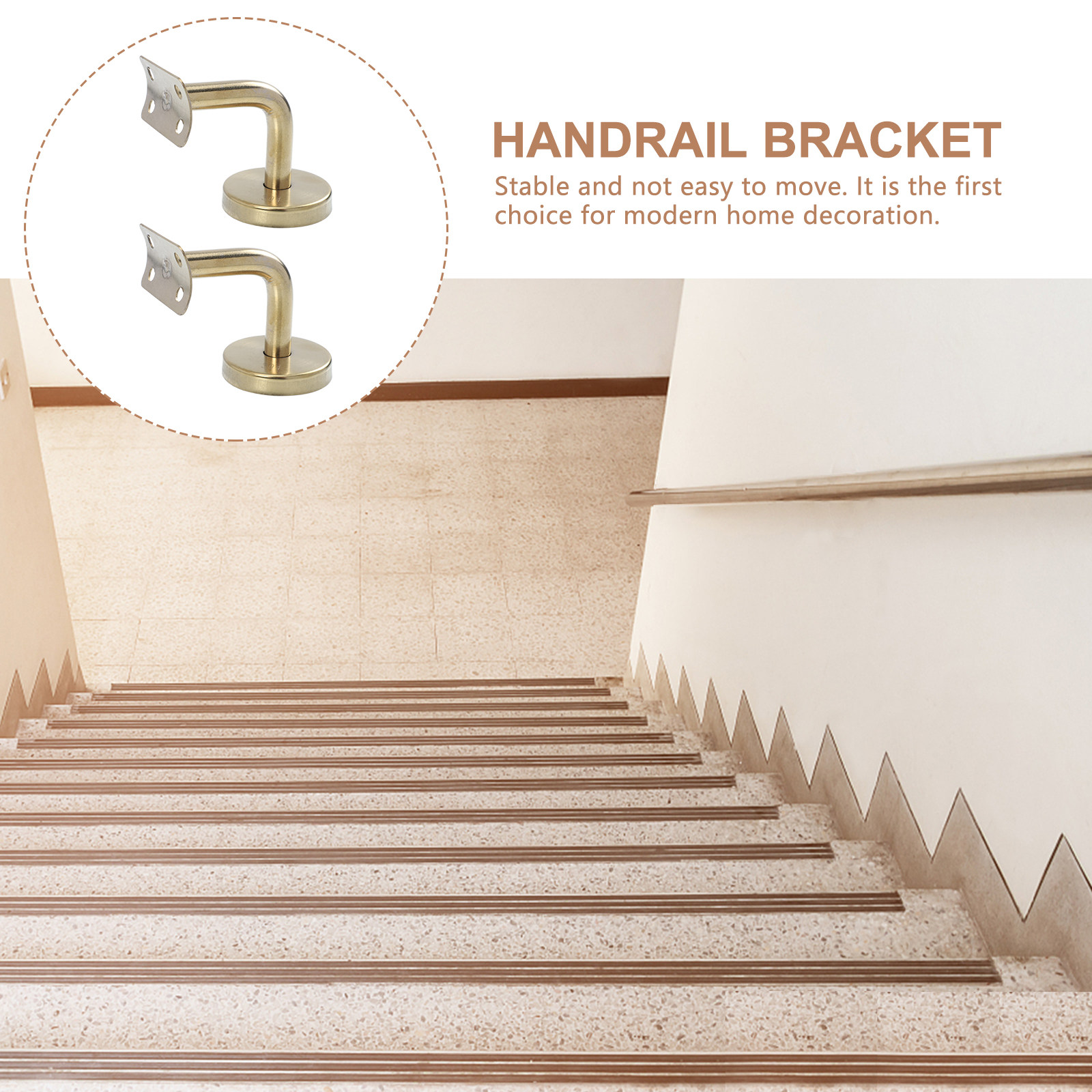 2Pcs Stair Rail Brackets Durable Handrail Wall Mounted Banister Support Heavy Duty Holder Handrail Bracket Banister Rail Support
