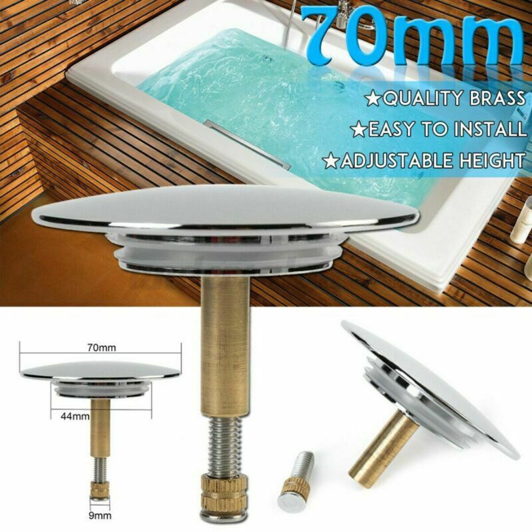 Bathroom Sink Drain Plug Stopper, 70mm Push Pop-Up Click Clack Plug Stopper Adjustable Bath Plug For Wash Basin Drains Bathroom