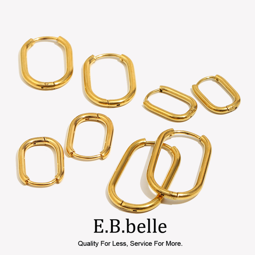 E.B.belle minimalistische stijl U-vorm oorbel vier maten roestvrijstalen oorbellen hypoallergene sieraden voor dames mode charme