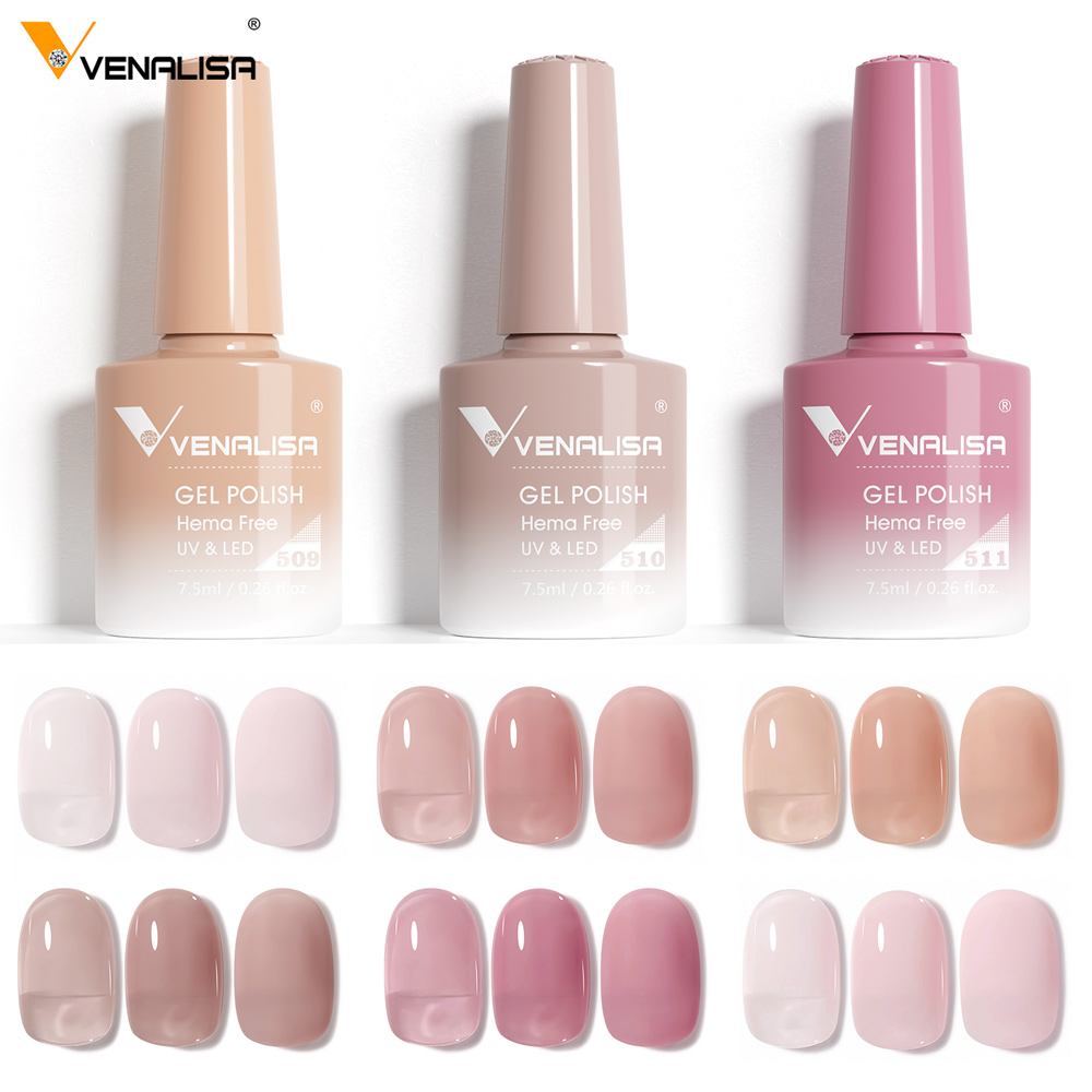 VENALISA cat kuku 7.5ml, cat kuku VIP5 HEMA gratis Semi permanen, pernis Gel kuku LED UV cakupan penuh