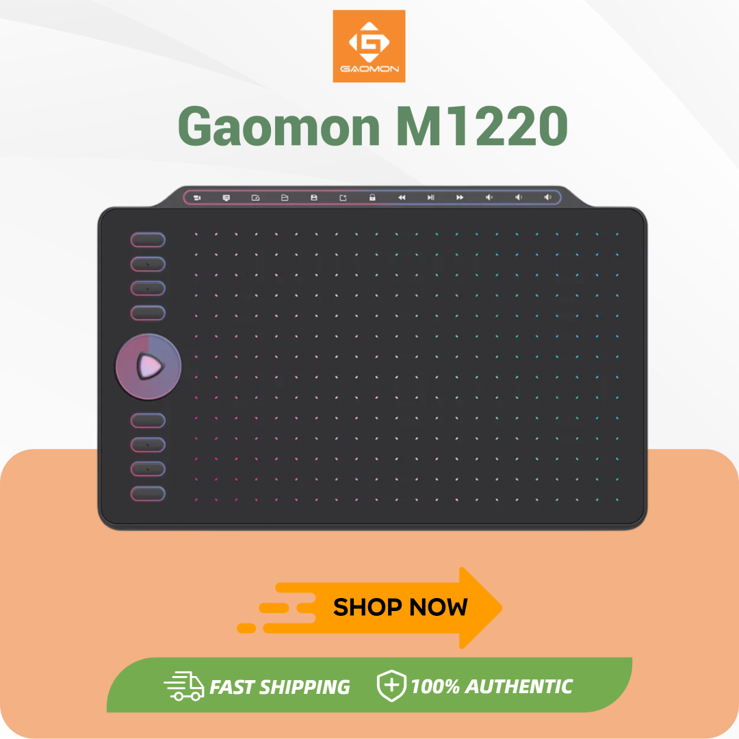 GAOMON M1220 12-calowy tablet graficzny do rysowania, 8192 poziomy nacisku, 8 klawiszy ekspresowych i 13 klawiszy multimedialnych, obsługa systemów Mac/Windows/Android