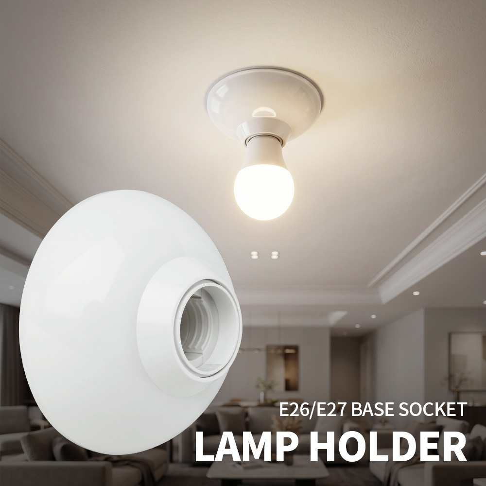 Base de soquete redonda para lâmpada LED DIY E27, 850 ° Base de Soquete para Luminária Suspensa Fireproog, Suporte Industrial para Luz de Teto e Parede