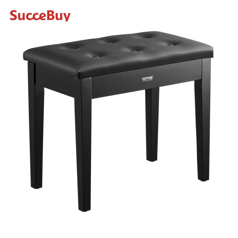 SucceBuy Panca per pianoforte Tastiera Sedia per pianoforte con cuscino imbottito ad alta densità e vano portaoggetti Libreria per pianoforte in legno Sgabello Sedile