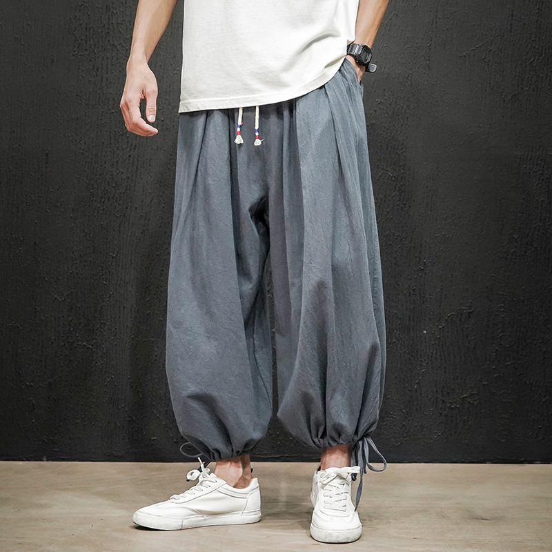 Dropshipping Men Harajuku Harem Pants 2026 Mens Summer Cotton Linen Joggers Pants Male Vintage Chinese Style Sweatpants Fashions