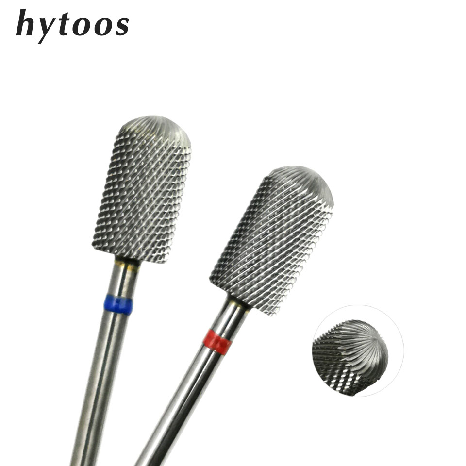 HYTOOS Smooth Top Large Barrel Bits (R Cut) 3/32 Carbide Nail Drill Bit Milling Cutter untuk Manicure Nail Art Equipment Tools