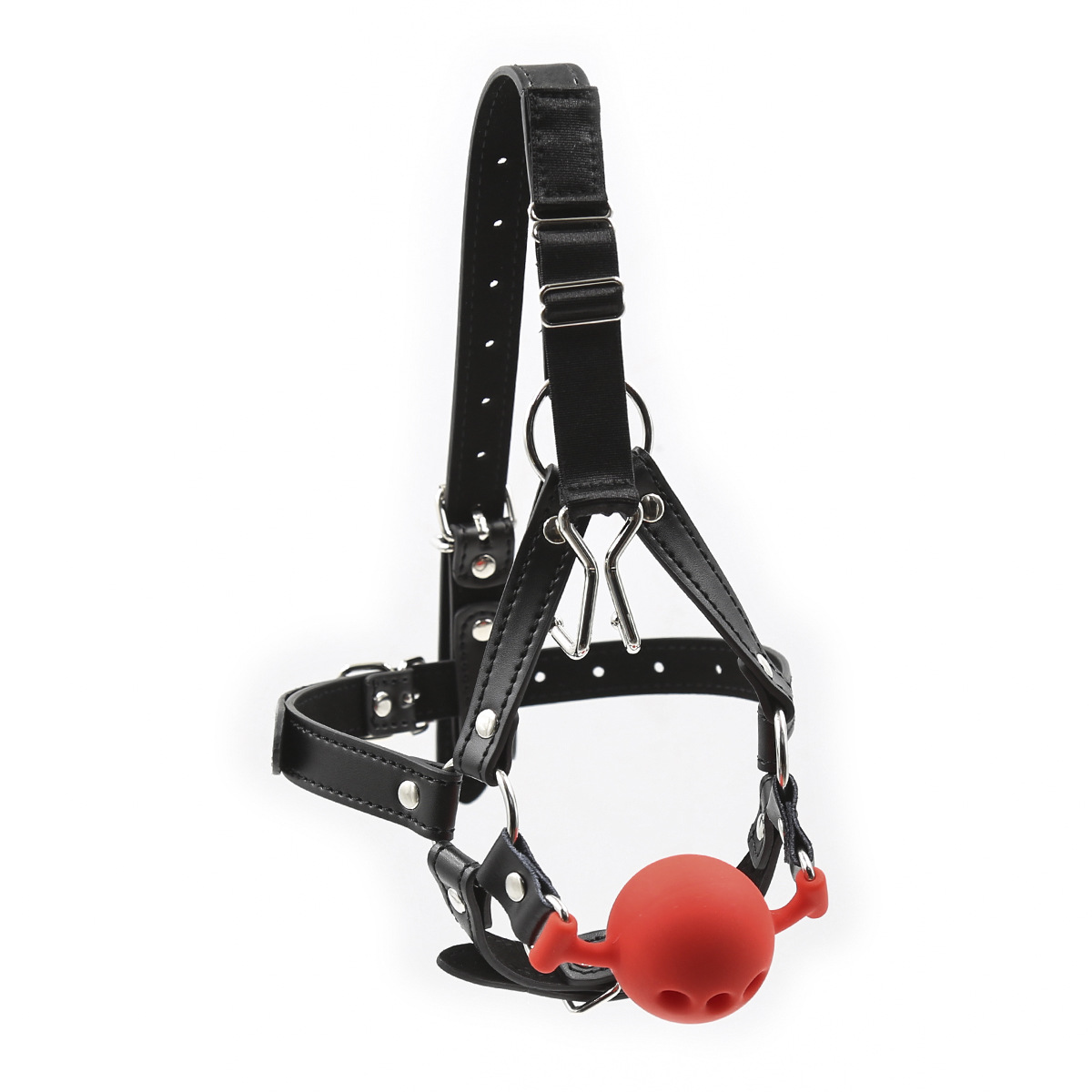 Bdsm Bondage uprząż pasek pasy głowy z silikonu Hollow knebel Ball i nos hak dla fetysz niewolnik do odgrywania ról Sex zabawki