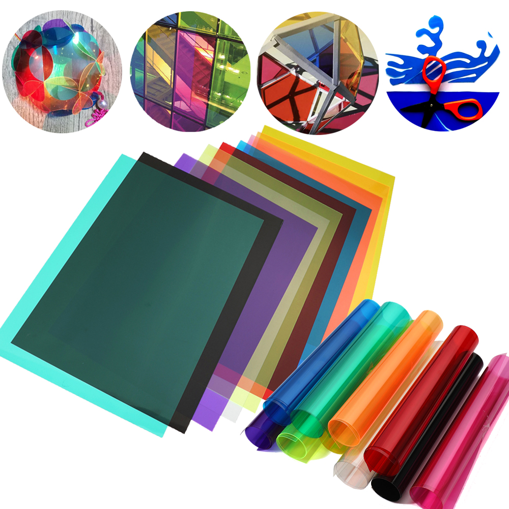 Film Transparent de Gel filtre de lumière A4, feuille de couleur transparente multifonction, feuille dure en plastique d'épaisseur, feuille de couleur PVC pour bricolage scolaire
