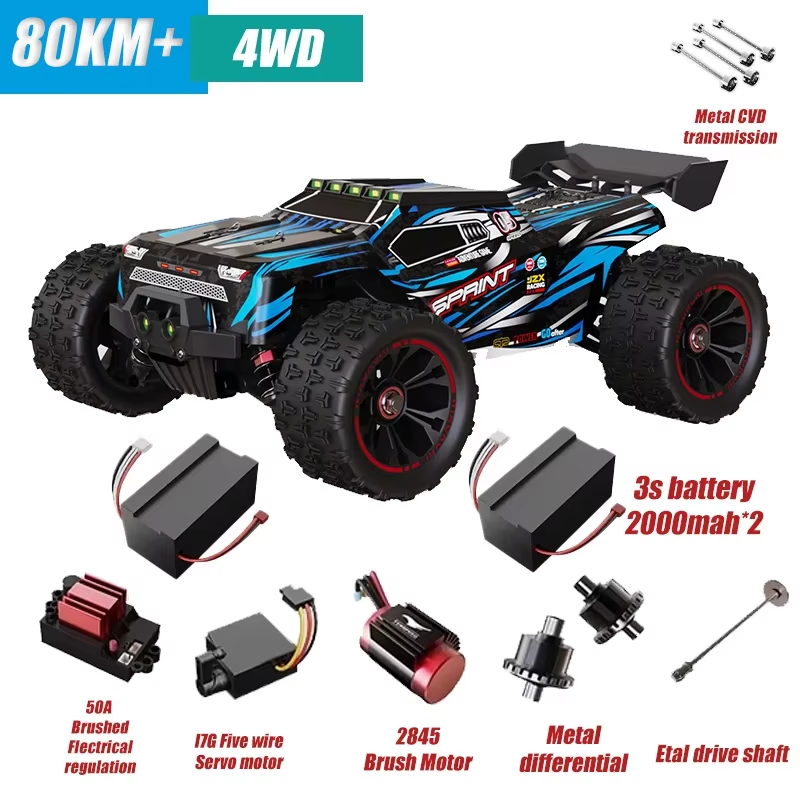 Carros RC 1:16 85KM/H ou 50KM/H 4WD, Carro RC de Alta Velocidade, Caminhão Monstro 4x4 para Crianças, Comparável ao Wltoys 124017 3s Battery e SG116 MAX