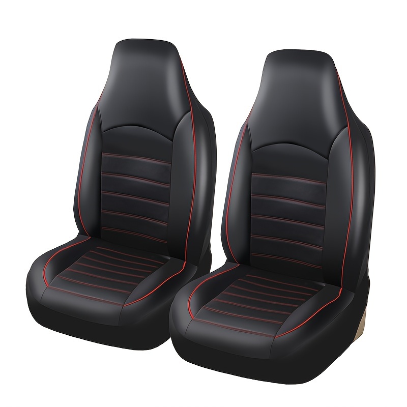 2 coprisedili per auto anteriori universali in pelle PU Set di coprisedili per secchio con schienale alto per la maggior parte delle auto, camion, SUV e furgoni