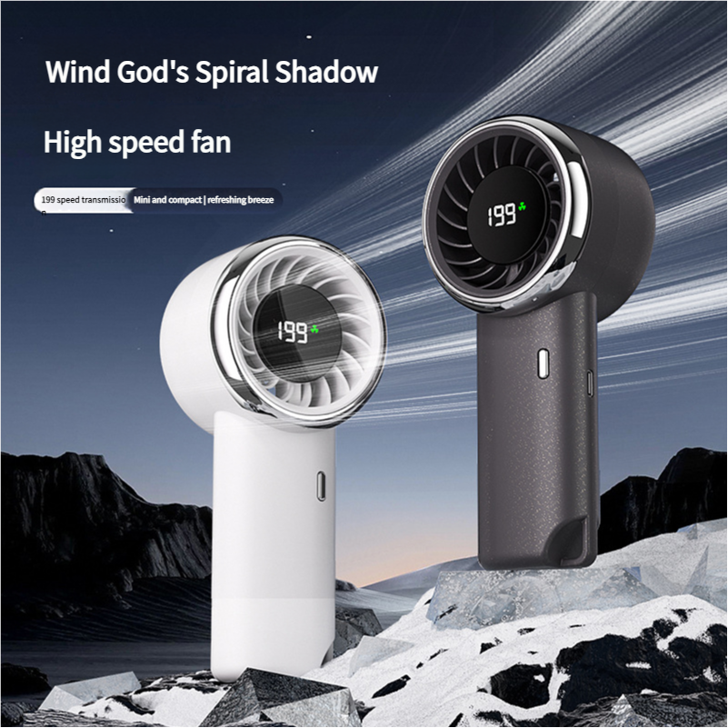 Ventilador Portátil MEET SUN 199, Ventilador de Mão com Bateria, Ventilador de Mesa Pequeno Ajustável com Display Digital